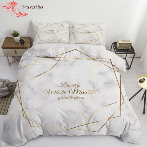 White&Gold Marble Luxury Bedding Set Twin King Size Simple Marbling Duvet Cover With Pillowcase Modern Bedroom Decor Bed Linens