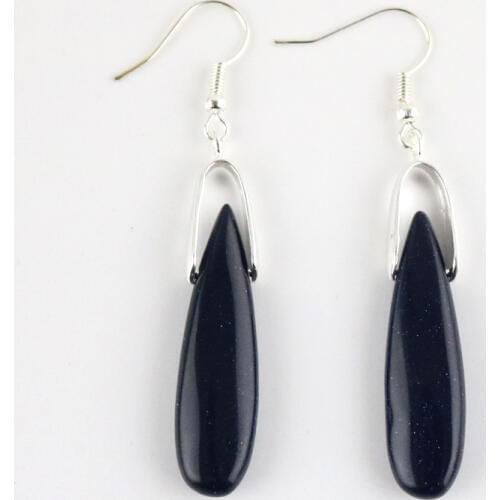 S925 sterling silver jewelry blue sandstone drop shape creative earrings ladies fashion earrings party gifts charm high jewelry