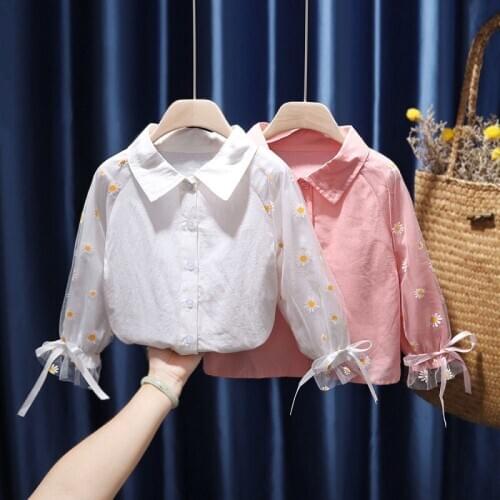 Bowknot Mesh Infant Toddler Kids Tops Blouse Fashion Princess Long Sleeve Shirt for Little Baby Girls Children Spring Clothing