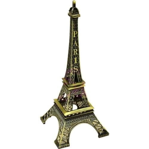 K5DC Bronze Tone Paris Eiffel Tower Figurine Statue Vintage Alloy Model Decor 25cm
