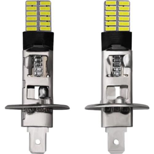 2PCS H3 H1 LED Bulbs for Fog Lights 24 SMD 4014 6500K White 12V LED Fog Light Running Driving Lamp