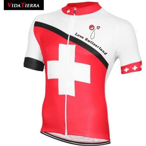 VIDATIERRA 2019 cycling jersey white red bike wear Swiss national team cycling clothing pro team classic downhill jersey lucky
