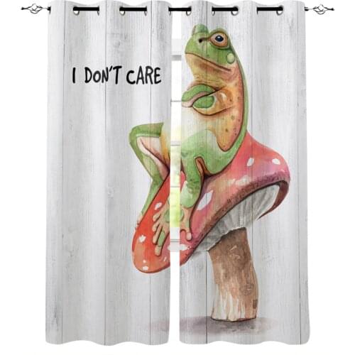 Frog Mushroom Wood Blackout Curtains For Bedroom Blinds Drapes Window Curtains For Living Room High Shading