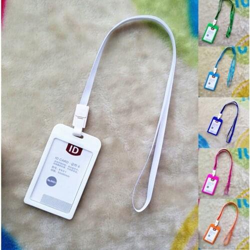 1pcs Candy Colors ID Card Holder Name Exhibition Cards Neck Strap Business Badge Holder With Lanyard School Office Supplies