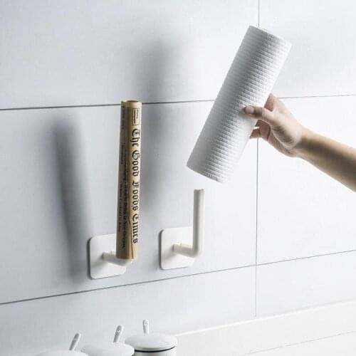 1Pc Kitchen Self-adhesive Accessories Under Cabinet Paper Roll Rack Towel Holder Tissue Hanger Storage Rack for Bathroom Toilet