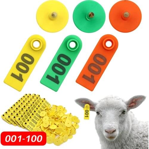 100Pcs Sheep Ear Tag Signs with The Word Ear Laser Typing Copper Head Earrings Farm Animal Identification Card Free Shipping