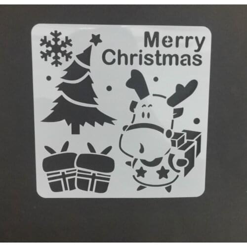 13*13 Christmas deer pvc Layering Stencils for DIY Scrapbooking/photo album Decorative Embossing DIY Paper Cards Crafts