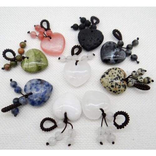 25Mm Natural Gem stone Turquoise Quartz Crystal Kristal Hartvormige Hanger Voor Diy Sieraden Maken Kettingen Accessoires 6Pcs