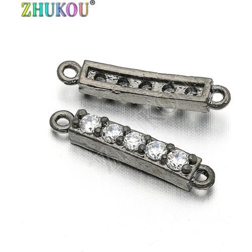 3*16mm Brass Cubic Zirconia Column Connectors DIY Jewelry Bracelet Necklace Making, Hole: 0.8mm, Model: VS36