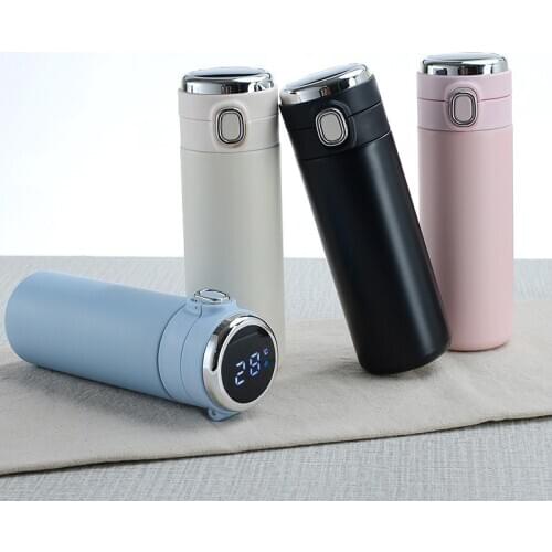 320ml/420ml Multi-colors Thermos Bottle Temperature Display Bounce Lid Stainless Steel Vacuum Flask Water Bottle