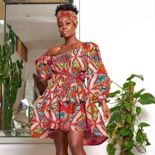 African Cute Dresses For Women Traditional African Clothing Dashiki Ankara Summer Bandage Dress Hijab Print African Clothes