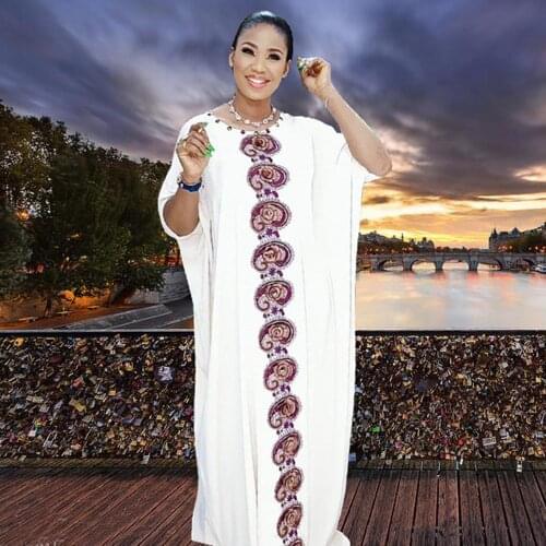 African Dresses For Women Dashiki White Bazin Broder Riche Diamonds Sexy Loose Sleeveless Robe Evening Long Dress