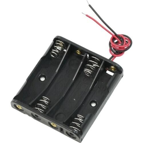 Promotion! Black 4 x 1.5V AAA Battery Holder Storage Case Box w Wire Leads