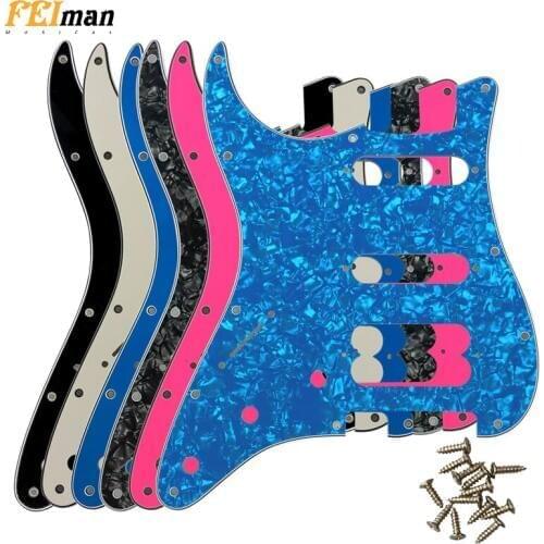 Pleroo Guitar Accessories left handed Pickguard for Fender Stratocaster Player Humbucker Standard ST HSS Guitar 11 screw holes
