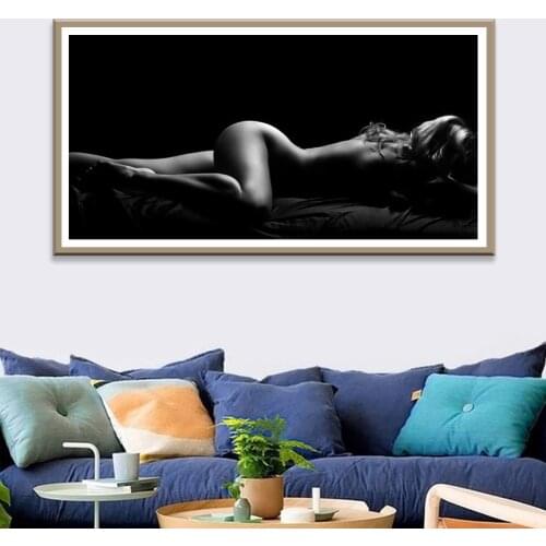 5D DIY Diamond Painting Nude Woman Sexy Body Mosaic Black and White Pictures for Living Room Diamond Embroidery Home Decor Art