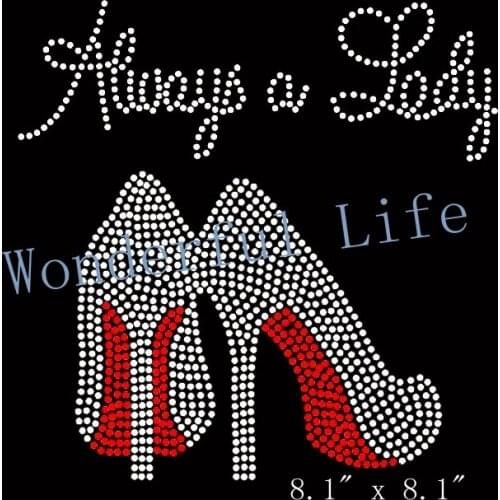 Free shipping Always a Lady Heels Stiletto Rhinestone Transfer