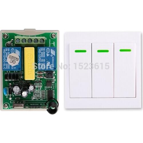 AC220V 2CH 10A Radio Controller Motor Positive &negative RF Wireless Remote Control Switch Receiver + wall Panel Sticky Remote