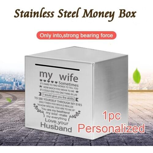 Engraved Safe Piggy Bank Stainless Stell Box Money Savings Bank For Kids Can Only Save The Piggy Bank Personalized CQG00036