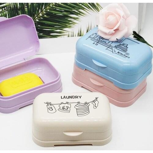 Large laundry soap box with lid double-layer drain soap holder creative student dormitory portable soap dish bathroom accessory