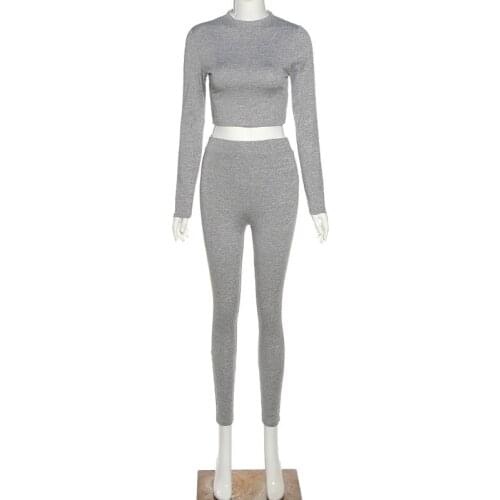 Pant Suits Womens Clothing 2021 Spring Autumn Full Sleeve Crop Tops&Leggings 2 PCS Sets Stretchy Sporty Fitness Y2K Tracksuit