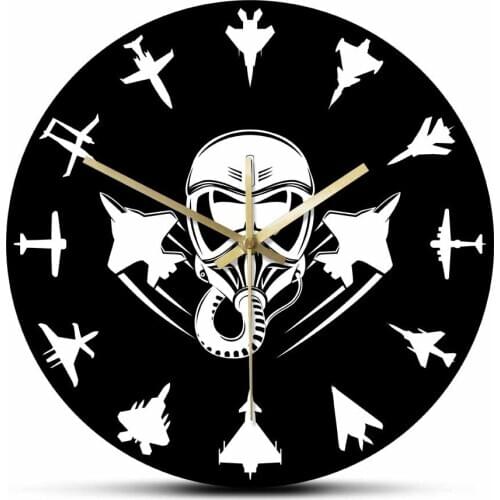 Military Fighter Jet Airplane Aircraft Silent Wall Watch Silent Clock Pilot Home Decor Aircraft Aviation Timepiece Satt