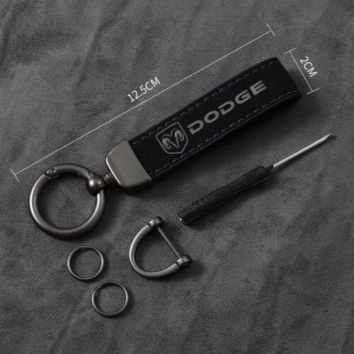 For Dodge Challenger Avenger SXT SRT Caliber Nitro RAM 1500 Car Styling New Fashion Leather Keychain Key Rings with car logo