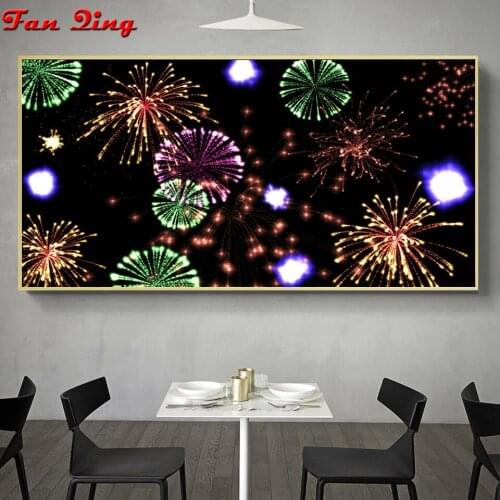 FANQING Diamond Painting Full Square Round Drill Cross Stitch 5D DIY Diamond Embroidery Firework Rhinestones Needlework