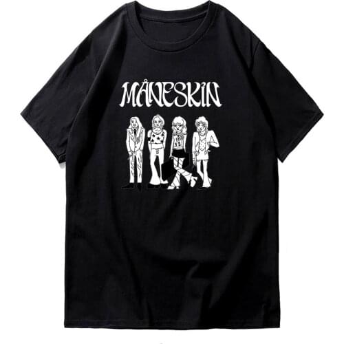 Maneskin T Shirt New Summer Fashion Women/Men Casual O-Neck Black T-Shirts Male Harajuku Kawaii Cotton Tees Shirts Tshirt Tops