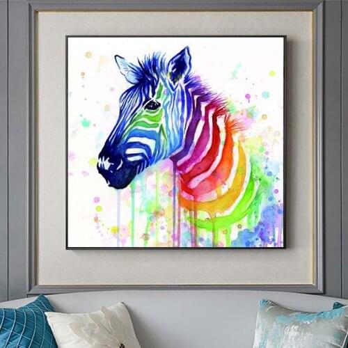 Watercolor Zebra Canvas Art Paintings Home Decor Abstract Animals Wall Posters And Prints Colorful Animal Pictures For Kids Room