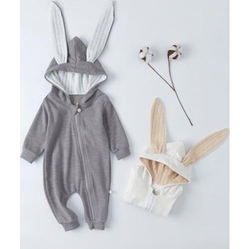 Spring Autumn Newborn Baby Clothes Bunny Baby Rompers Cotton Hoodie Newborn Girl Onesies Fashion Infant Costume Boys Outfits