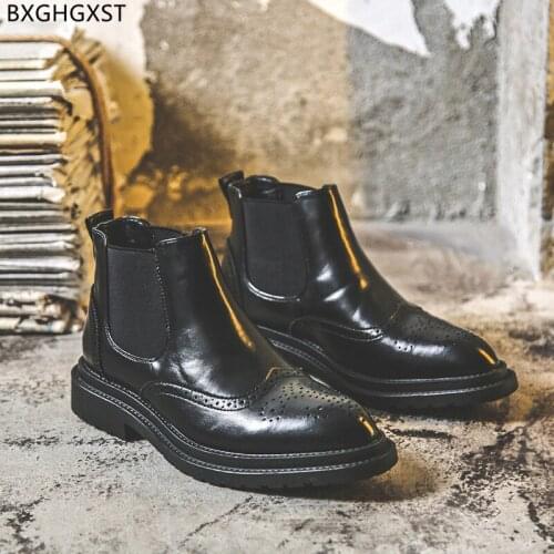Leather Boots for Men Male Black Motorcycle Shoes Man Chelsea Boots for Man 2021 Ankle Boots Men Casual Shoes Chaussure De Homme