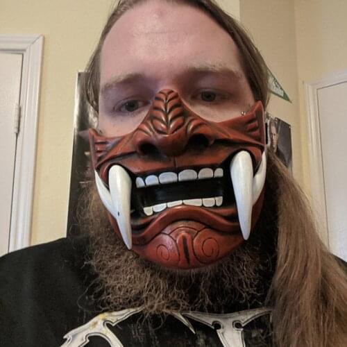 Snailify Oni Mask Half Face Assassin Ronin Samurai Masks Demon Latex Mascarillas Halloween Costume Cheapest