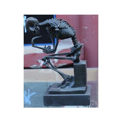 COPPER BRASS CHINESE CRAFTS ASIAN 9 "OESTE BRASS ARTE MEDITATIVA ESQUELETO PENSADOR