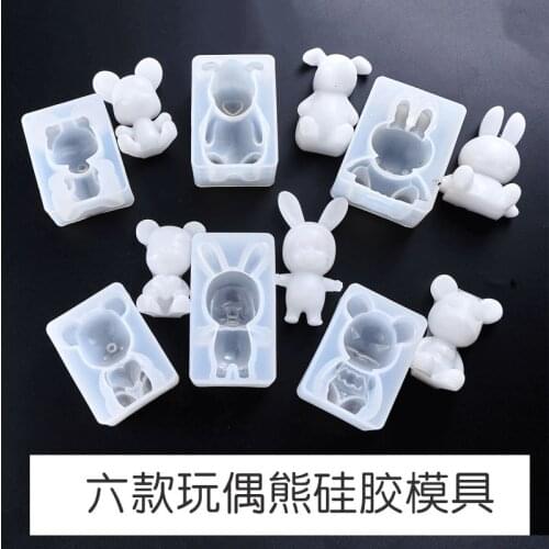 Cartoon Bear Rabbit Epoxy Molds Transparent High Mirror Cartoon DIY Crafts Pendant Silicone Mold Handmade Resin Mould