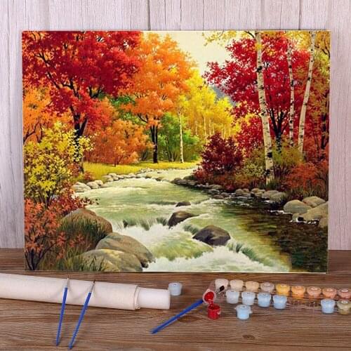 Landscape Spring Paint By Numbers Complete Kit Acrylic Paints 50*70 Canvas Painting Loft Wall Picture For Kids Wall Wholesale