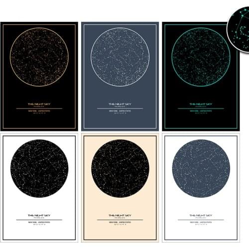 Canvas Nordic Art Poster Prints Painting Wall Abstract Night Sky Map Home Decoration For Modern Living Room Modular Pictures