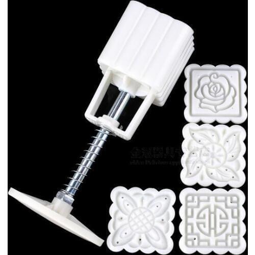 New Arrive 4 Patterns Square Moon cake Fondant Sugarcraft Decorating Cookies Mold Mould Baking Tool Set