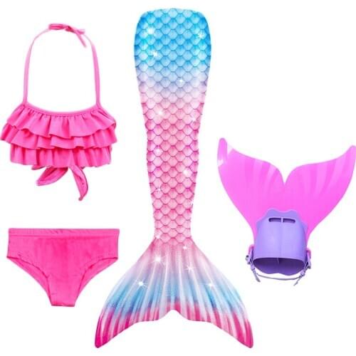 NEW ARRIVAL ! Kids Mermaid Tail with Monofin Summer Holiday Mermaid Swimming Swimsuit for Girls Cosplay Costumes 3-12Y C32K105