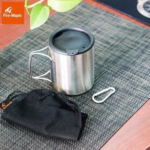 Fire Maple Outdoor Double-layer Heat-retaining Foldable Stainless Steel Thermal Cup Mug with Lid and hook