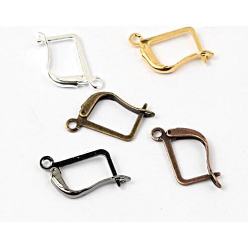 20pcs 13x17mm Gold Silver Color Rectangle French Earring Hook Earwire Earrings Fitting Ear Setting Base for DIY Jewelry Making