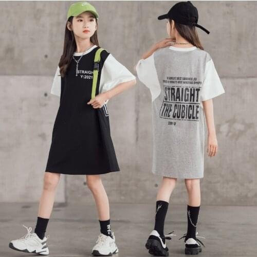 6 to 16 Years,2021 Summer New Girls Dress Baseball Shirt Dress Patchwork Children Clothes Teen Casual Dress Cotton Letters,#6213