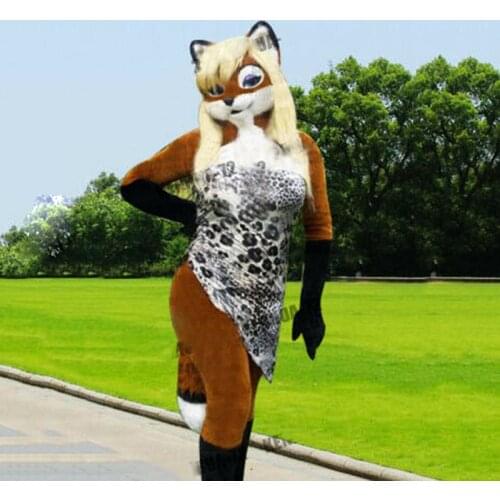Plush Fursuit Mascot Husky Fox Costume Animal Role-playing Suit Halloween Stage Performance Dress Up Adult Size