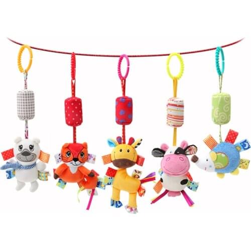 Anime Plush Baby Toys 0-12 Months Soft Baby Rattles Bed hanger Plush Toys Soothing Educational Musical Appease Rattles for baby