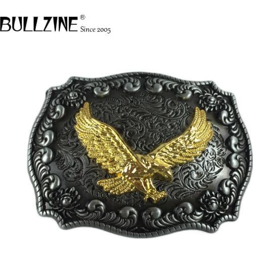 The Bullzine hot selling flying eagle belt buckle with gold and pewter finish FP-03523 suitable for 4cm width belt