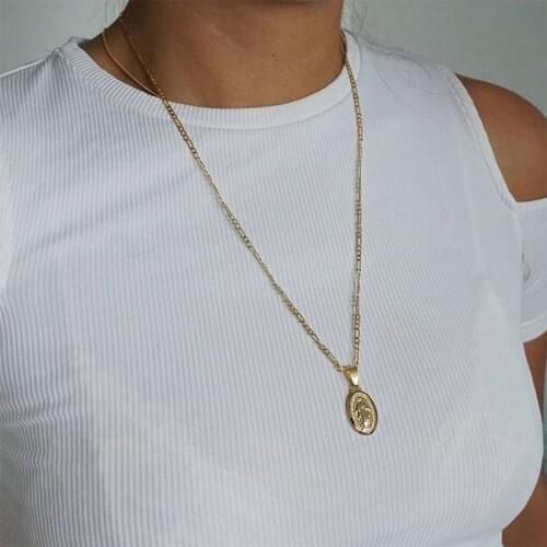 Religion Jesus Virgin Mary Chain Necklace Women Female Retro Pray Jewelry Gift Pendants Necklaces Fashion Ladies Christian Gifts