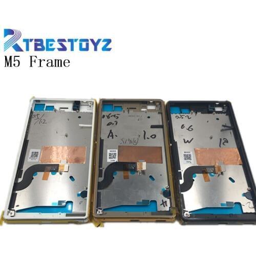RTBESTOYZ Front Middle Frame Bezel Plate Chassis Housing For Sony Xperia M5 E5603 E5606 E5653 Black/White/Gold