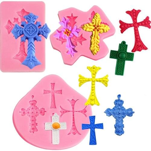 Religious cross fudge cake silicone mold fondant cross clay chocolate decoration tool epoxy resin mold