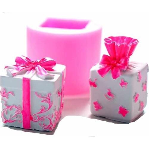 2 kinds Candle Silicone Mold Christmas Gift Box Gypsum Plaster Mould Square Shape Silicone Soap Candle Molds DIY Party Favors