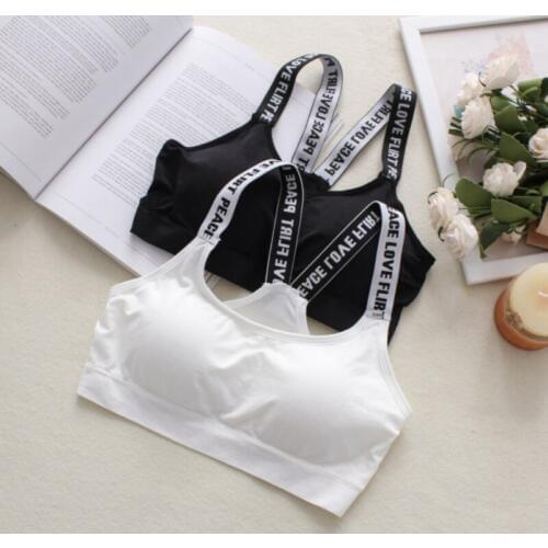 Letter Sports Bra Women Fitness Top Yoga Bra Black White Running Yoga Gym Crop Top Women Push Up Sport Bra Top