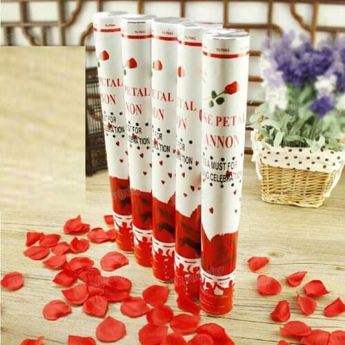 5pcs Party Supplies Rose Petal Tube New Years Birthday Wedding Performance Celebration Air Compression Party 40cm Length